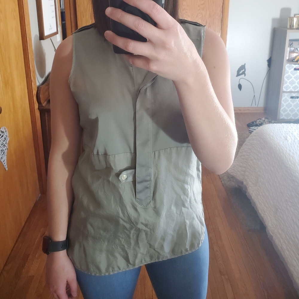 Green silky tank top